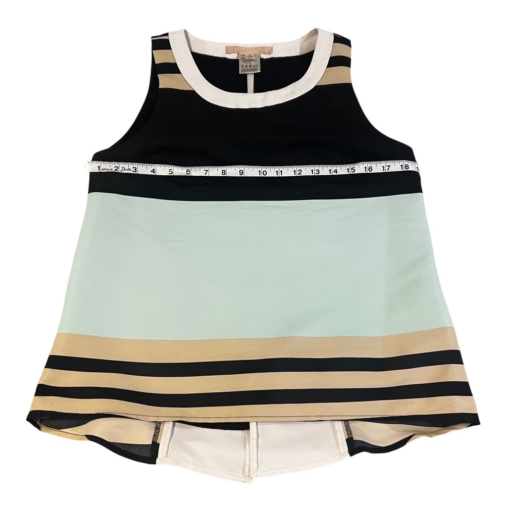 Troubadour by Anthropologie Sleeveless Colorblock Striped Black Mint Tan Size 6 - Picture 4 of 5